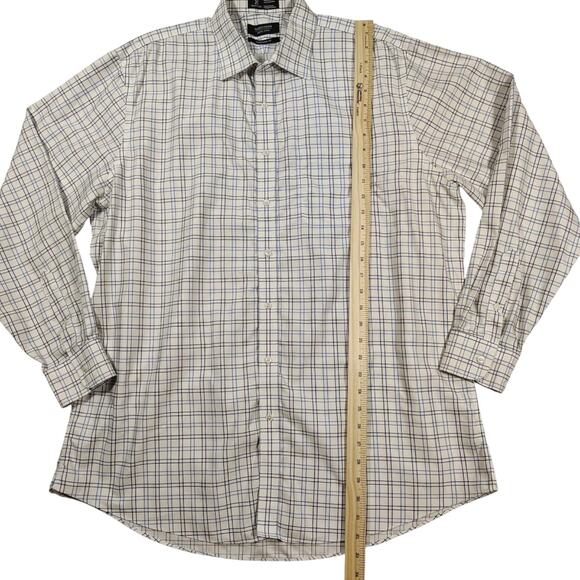 Nordstrom Men's Shop White Blue Button Up Shirt Traditional Fit Size 36 x 17.5 - Picture 3 of 8